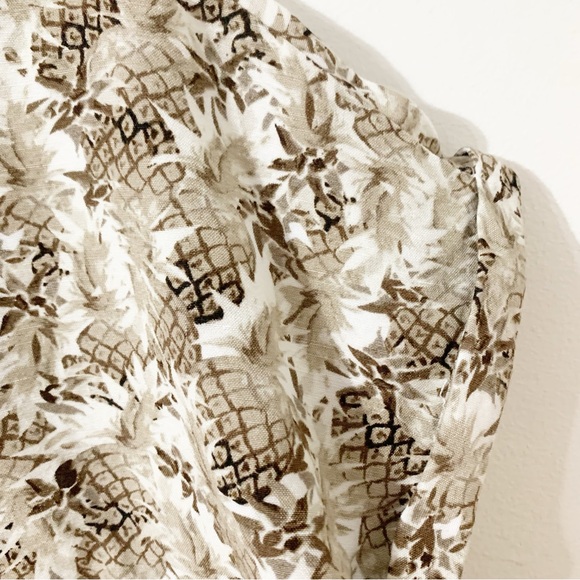 Christopher & Banks Linen Blend Cropped Blouse with Pineapples 🍍 Cuffed Sleeves - Picture 5 of 11